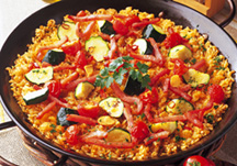 Garlic Paella with Fresh Zucchinis & Thick-Cut Bacon