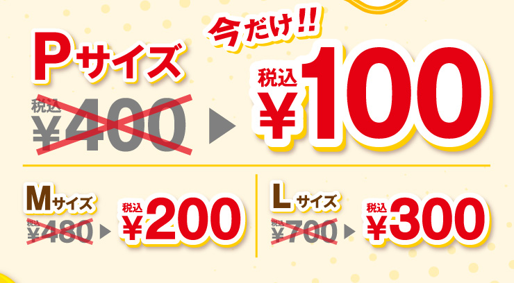 ������!! P�T�C�Y100�~ M�T�C�Y200�~ L�T�C�Y300�~