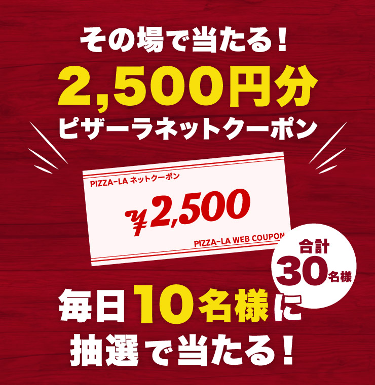 ���̏�œ�����I2,500�~���s�U�[���l�b�g�N�[�|��������10���l(���v30���l)�ɒ��I�œ�����I