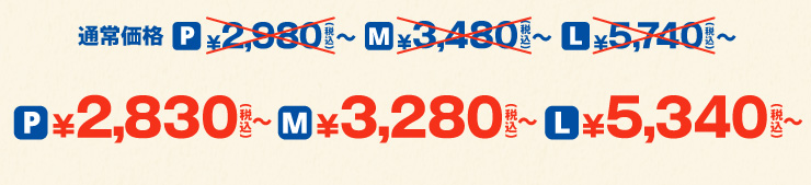 PTCY ʏ퉿i2,980~灨2,830~(ō) MTCY ʏ퉿i3,480~灨3,280~(ō) LTCY ʏ퉿i5,740~灨5,340~(ō)